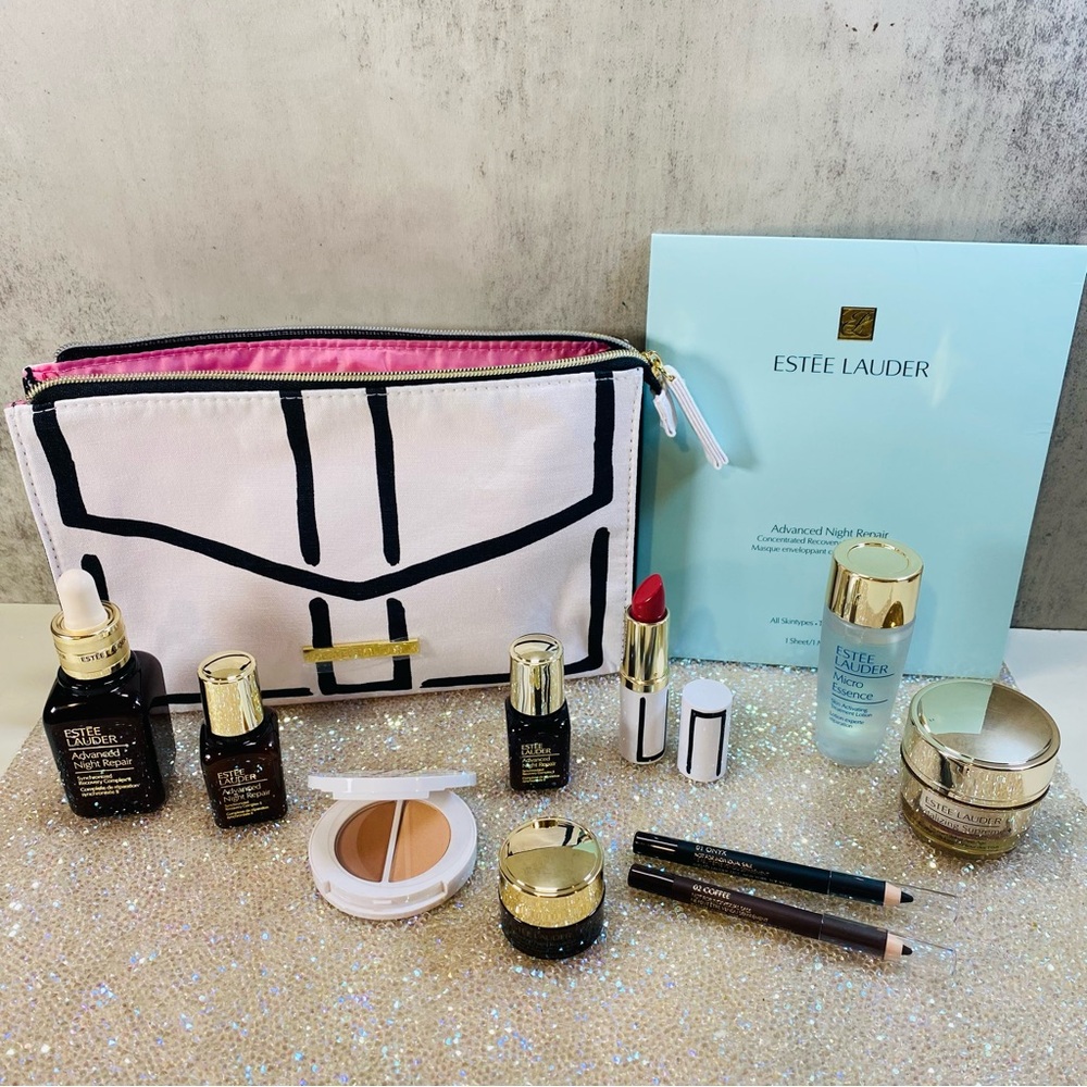 Estée Lauder Skincare and Makeup Set Lot of 12 Adv Night Cream, + Make-up